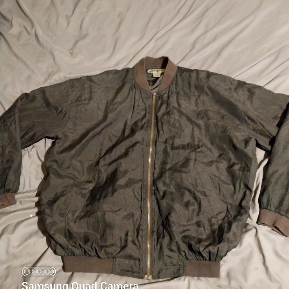 Vintage robert stock 100% silk zip up jacket